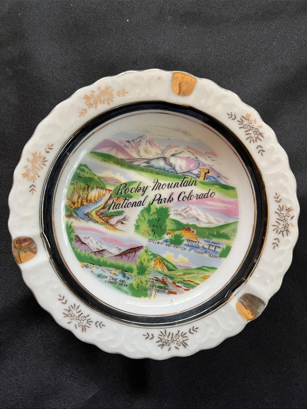 Vtg Rocky Mountain National Park CO Victoria Ceramics Ashtray Japan Trinket Dish